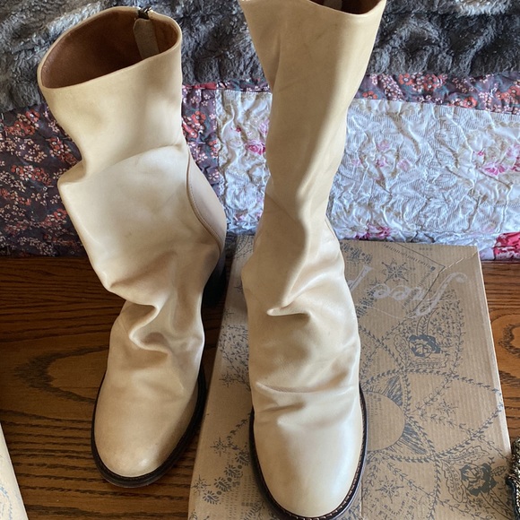 Free People Elle Block Heel Boots Beige - Picture 7 of 11